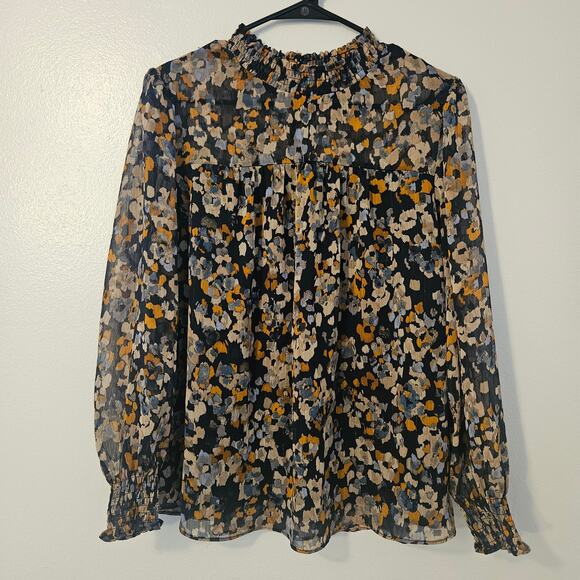 Zac & Rachel Mock Neck Floral Blouse Sz Medium - Picture 2 of 10
